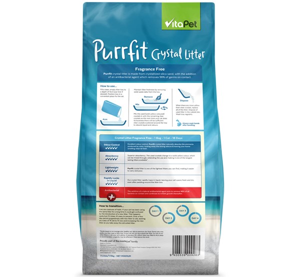 Cat Litter - Purrfit Crystal - Back of Pack